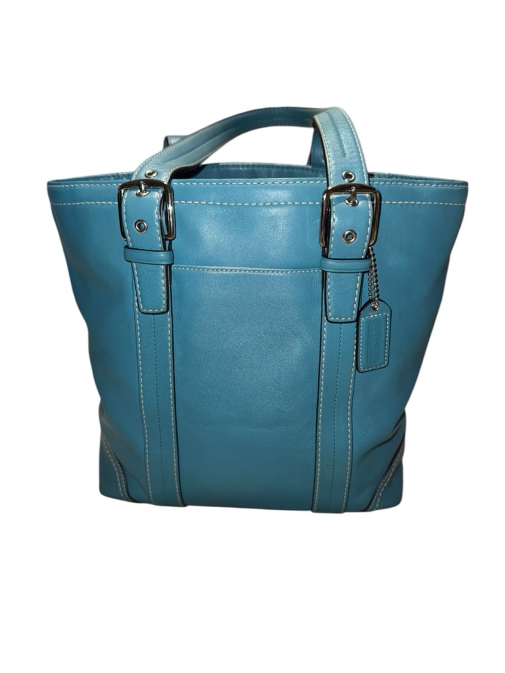 Vintage Coach Hampton Teal Leather Tote Bag - Picture 5 of 6